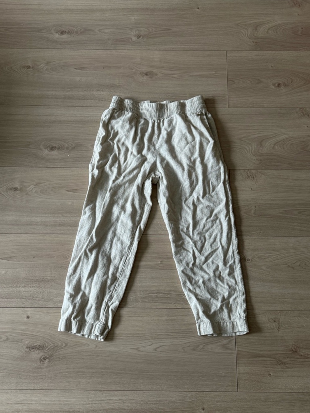 Old Navy Women’s Cream Elastic-Waist Jogger Pants Linen